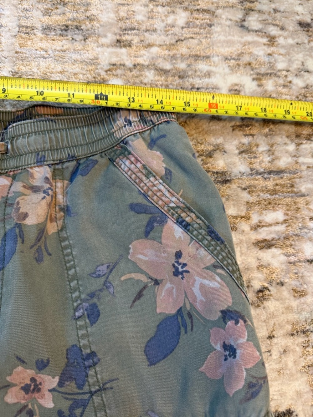 Anthropologie Petite Floral Print Green Lyocell Drawstring Elastic Waist Jogger… - Picture 9 of 11
